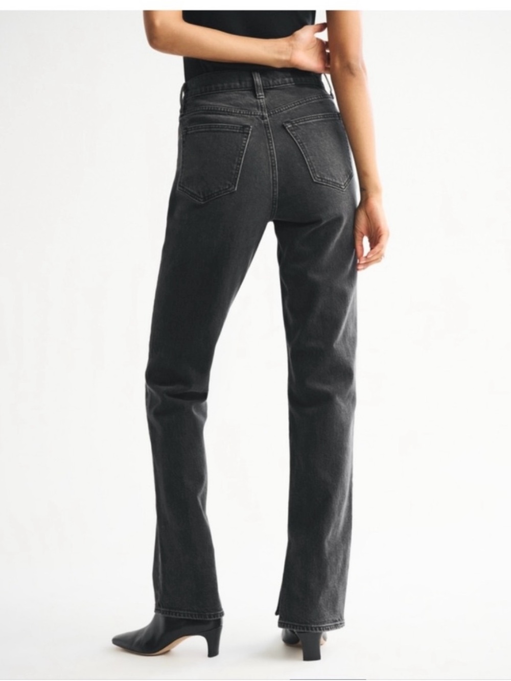 Abercrombie & Fitch black denim with slits on the side 4L Curve Love - Picture 2 of 5